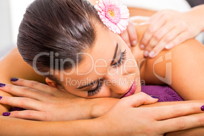 Beautiful woman having a back massage