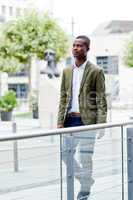 young successful african business man outdoor in summer