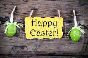 Yellow Easter Label With Happy Easter