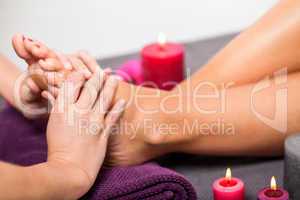 Woman having a pedicure treatment at a spa