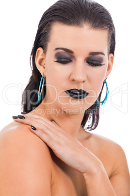 Beautiful woman in black glamour  makeup