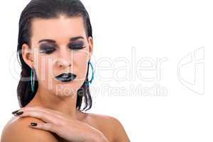 Beautiful woman in black glamour  makeup