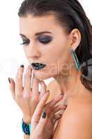 Beautiful woman in black glamour  makeup