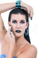 Beautiful woman in black glamour  makeup