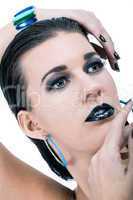 Beautiful woman in black glamour  makeup