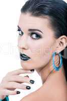 Beautiful woman in black glamour  makeup