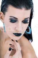 Beautiful woman in black glamour  makeup