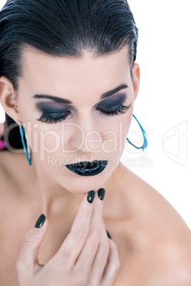 Beautiful woman in black glamour  makeup