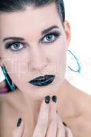 Beautiful woman in black glamour  makeup