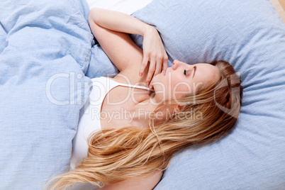 sleeping beauty in blue bed