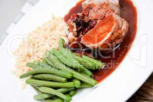 deliscious hot filet and greend beans