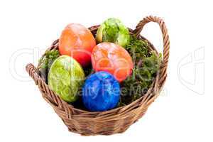 Basket of brightly coloured Easter Eggs