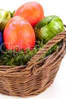 Basket of brightly coloured Easter Eggs