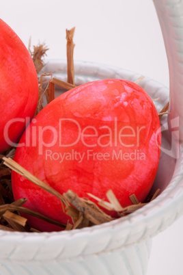 Basket of brightly coloured Easter Eggs