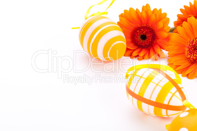 Colourful yellow decorated Easter eggs