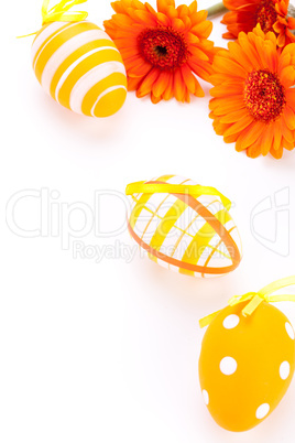 Colourful yellow decorated Easter eggs