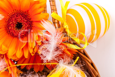 Colourful yellow decorated Easter eggs