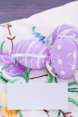 colorful easter egg decoration on wooden background