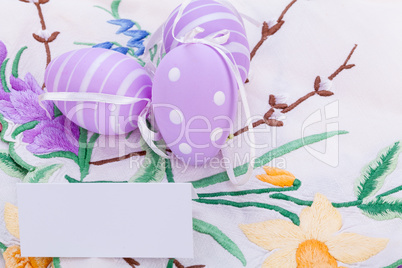 colorful easter egg decoration on wooden background