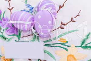 colorful easter egg decoration on wooden background