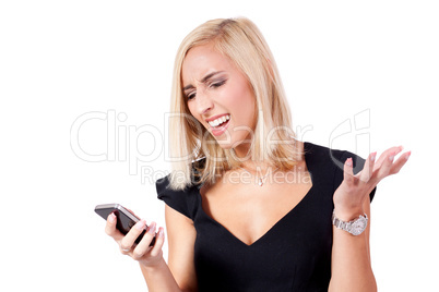 attractive young business woman with smartphone mobile