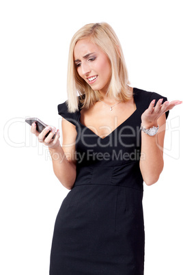 attractive young business woman with smartphone mobile