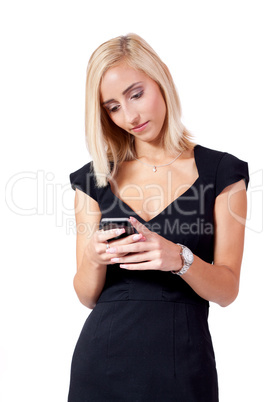 attractive young business woman with smartphone mobile