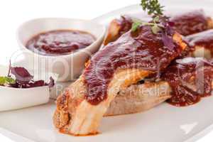 Delicious grilled pork ribs