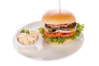 Cheeseburger with cole slaw