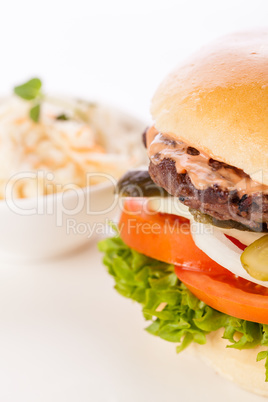 Cheeseburger with cole slaw