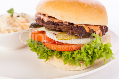 Cheeseburger with cole slaw