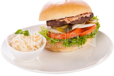 Cheeseburger with cole slaw