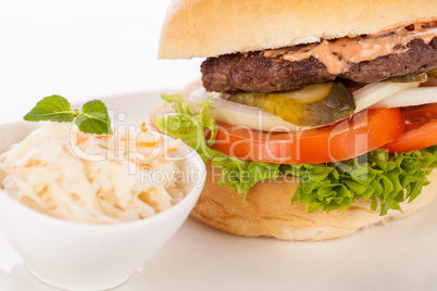 Cheeseburger with cole slaw