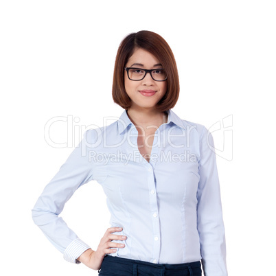 young successful attractive asian businesswoman isolated