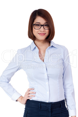 young successful attractive asian businesswoman isolated