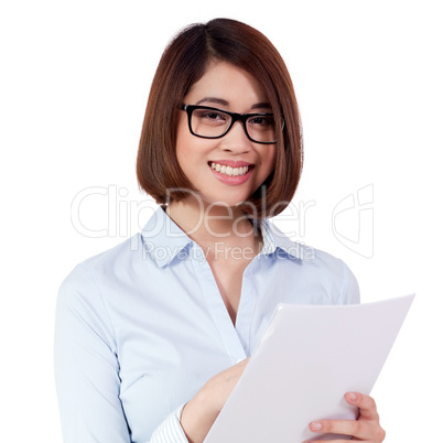 young successful attractive asian businesswoman isolated