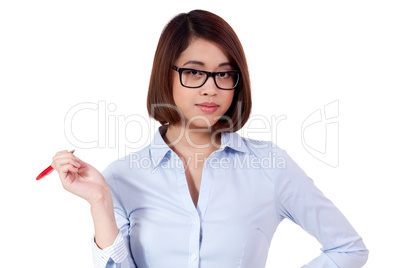 young successful attractive asian businesswoman isolated