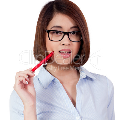 young successful attractive asian businesswoman isolated