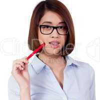 young successful attractive asian businesswoman isolated