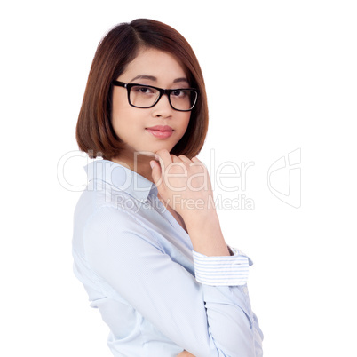 young successful attractive asian businesswoman isolated