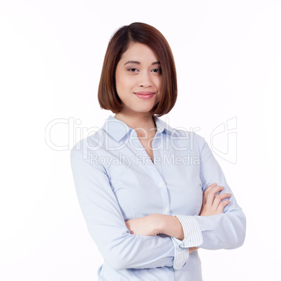 young successful attractive asian businesswoman isolated