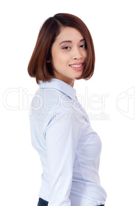 young successful attractive asian businesswoman isolated