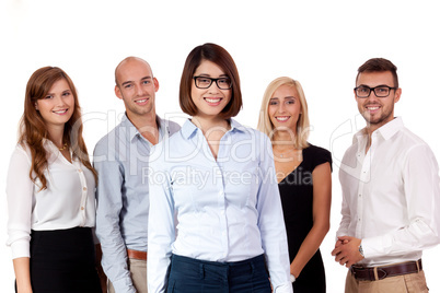 young successful business team smiling portrait isolated