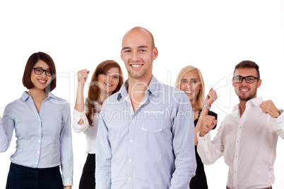 young successful business team smiling portrait isolated