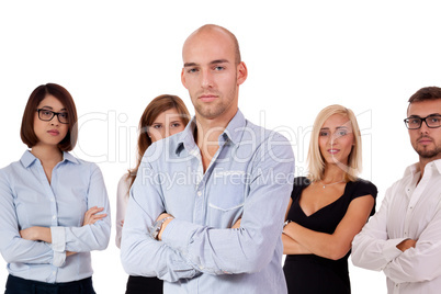 young successful business team smiling portrait isolated