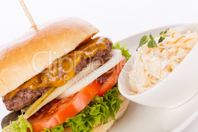 Cheeseburger with cole slaw