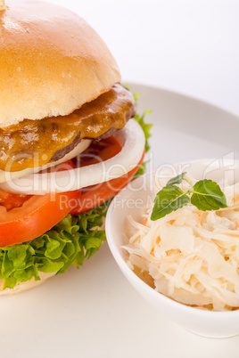 Cheeseburger with cole slaw