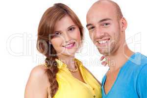 young smiling couple in love portrait isolated