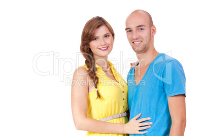 young smiling couple in love portrait isolated