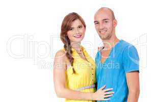 young smiling couple in love portrait isolated